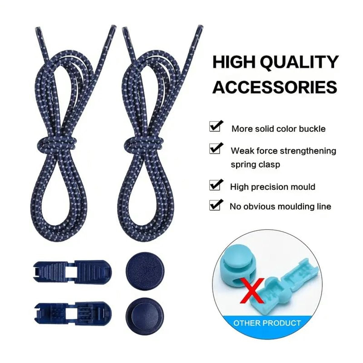 Sneaker Laces 120CM suitable for Sneakers - Elastic laces without a tie - Suitable for students and adults - With strong buckle and quick-release function (Light blue)