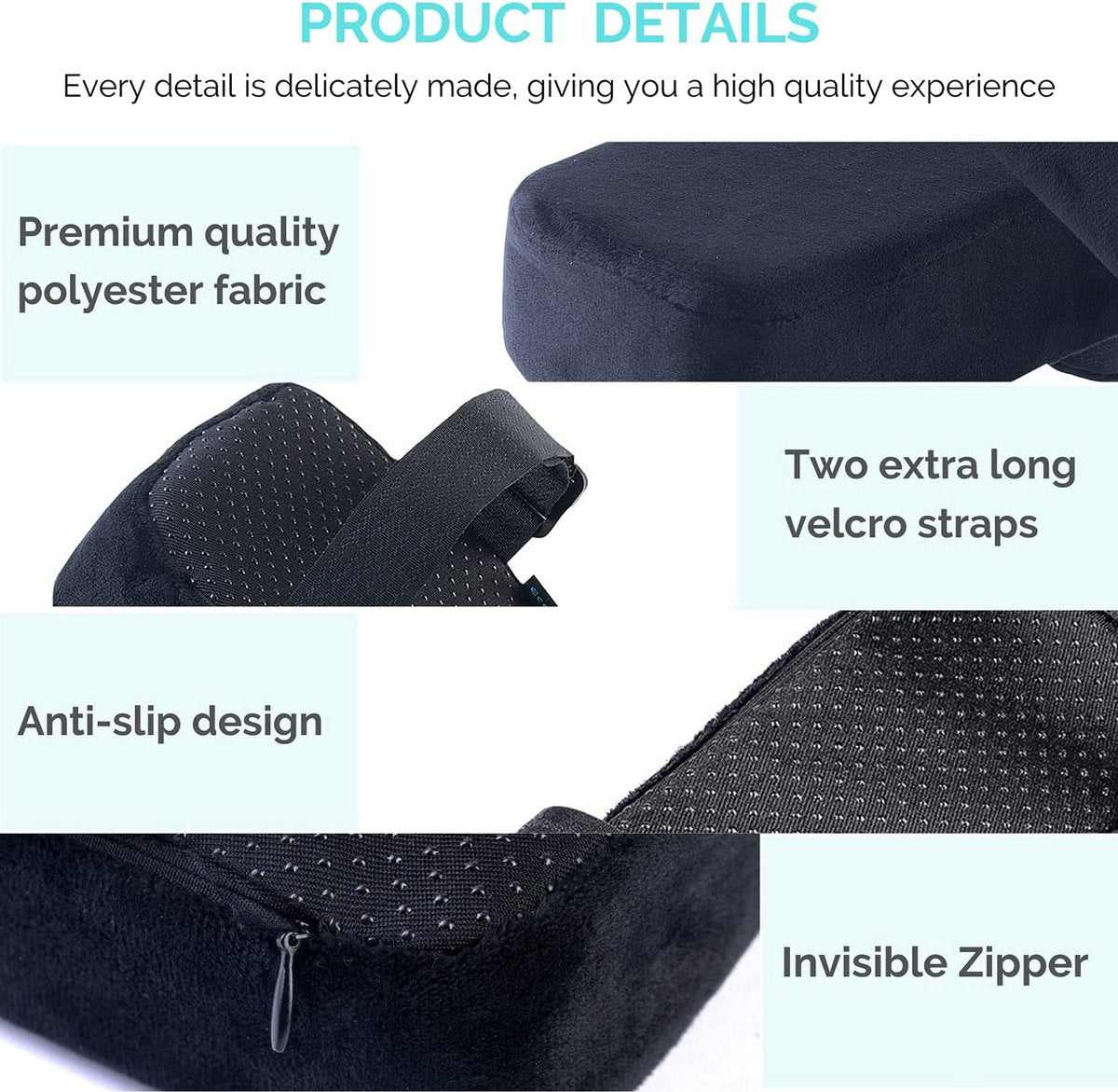 Armrests for chairs - Elbow pads - Armrests for office chairs - Gaming chair - with memory foam armrests - 5 cm thick - Set of 2 (black)