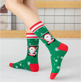 Socks - 4 pairs - House socks - Christmas socks - Gift set - Cotton socks with Santa Claus and snowman - Christmas socks - Christmas gift - Birthday gift - Front View