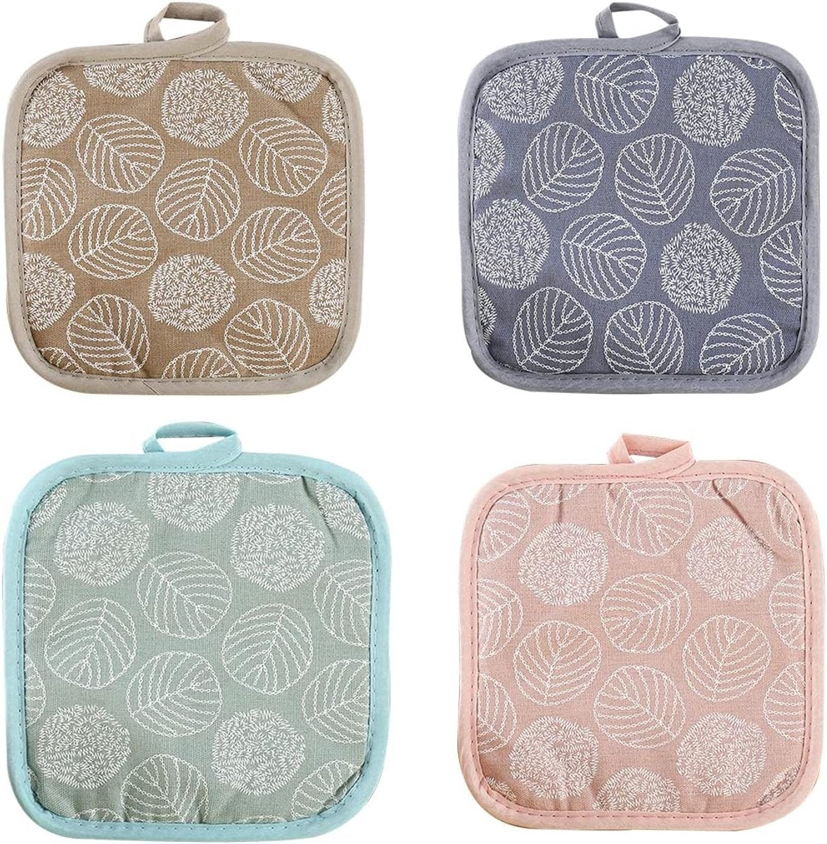 4-Pack Kitchen Heat Insulation Mats - Cotton and Linen Material - Heat Resistant - Kitchen Pot Holder - Non-Slip - Anti-Scald - Multifunctional Pot Holder - Placemat