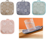 4-Pack Kitchen Heat Insulation Mats - Cotton and Linen Material - Heat Resistant - Kitchen Pot Holder - Non-Slip - Anti-Scald - Multifunctional Pot Holder - Placemat - Rear View