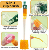 Bottle Brush - 5-in-1 Bottle Brush - Bottle Brush for Babies - Suitable for all types of glass cups - Cleans cup rims, straws and other parts. - Side View