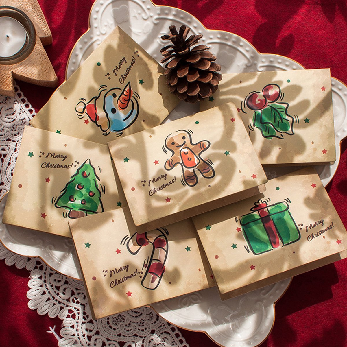 Christmas cards with envelopes - 6 sets - Christmas Eve cards - Christmas decorations - Christmas cards - New Year's cards - Making Christmas cards - Christmas card sets