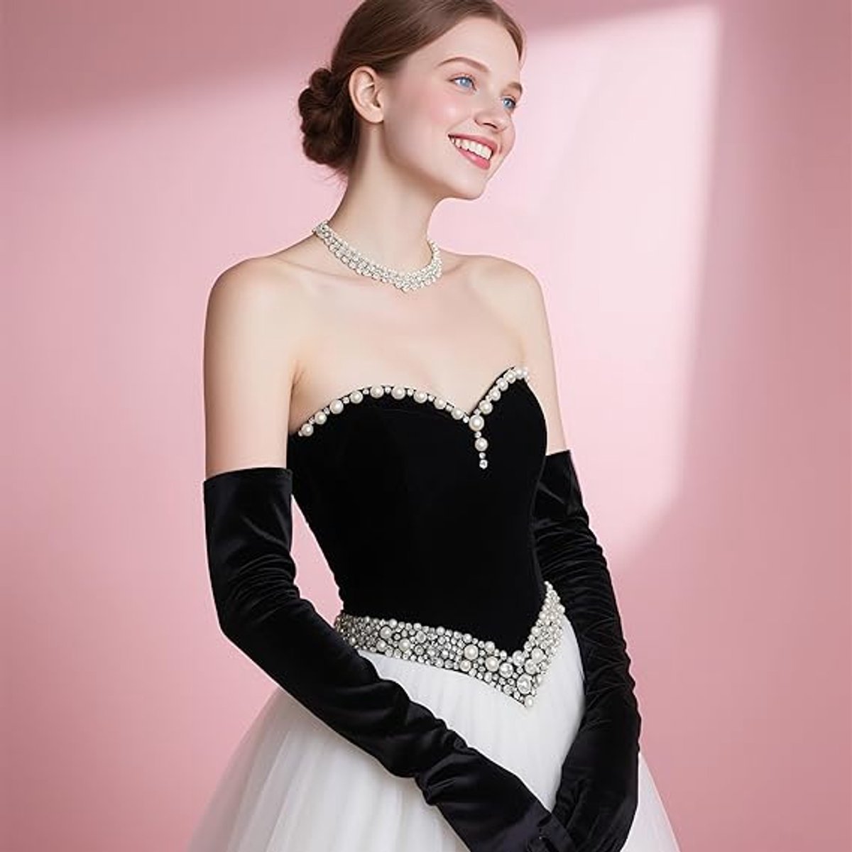 Women's Gloves - Suitable for Weddings, Tea Parties, Cosplay, and Outfit Coordination - Black