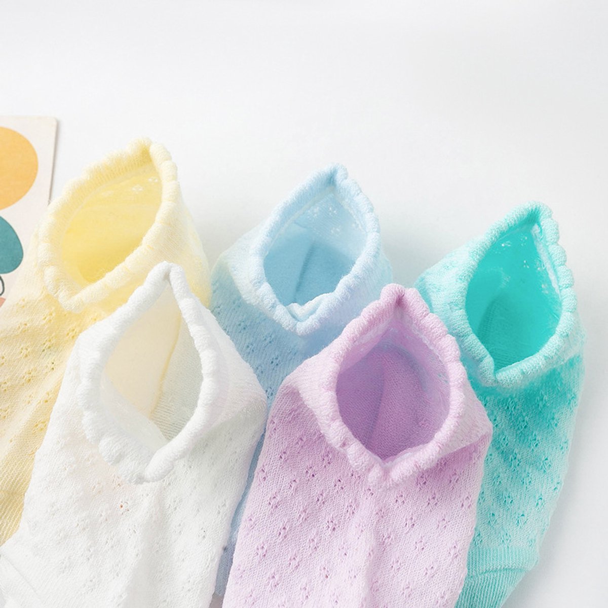 Baby socks - (5 pairs) - Socks - Children's socks - 100% cotton baby socks - Suitable for toddlers and children - Breathable lace mesh socks size M - Suitable for children from 1 to 3 years