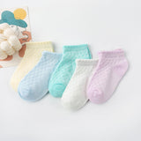Baby socks - (5 pairs) - Socks - Children's socks - 100% cotton baby socks - Suitable for toddlers and children - Breathable lace mesh socks size M - Suitable for children from 1 to 3 years - Top-Down View