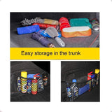 Car Trunk Storage Net (2-Pack) - Storage Bag 50*25cm - With Velcro - Car Seat Storage Net - Universal Net Bag for SUVs, Sedans and Trucks - Suitable for storing mobile phone accessories, water bottles - Top-Down View