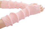 Arm Sleeves - Women's Long Fingerless Knitted Y2K Arm Sleeves - (Pink)