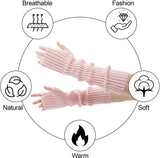 Arm Sleeves - Women's Long Fingerless Knitted Y2K Arm Sleeves - (Pink)