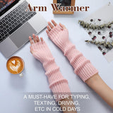 Arm Sleeves - Women's Long Fingerless Knitted Y2K Arm Sleeves - (Pink)