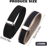 Shirt Bracelet - 2 Pairs of Cuff Rings - Adjustable Cufflinks - Non-slip Cuff Bra - Elastic Cuffs - Cufflinks - Black/Blue - L