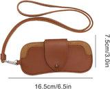 Portable Sunglasses Case - Glasses Case with Neck Strap - Dimensions: 16.5 x 7.4 x 0.9 cm - Compact and Durable Design - Perfect for Hiking, Camping and Traveling - Brown