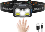 Headlamp LED Rechargeable - Headlight - 2-Pack LED Headlamp - Rechargeable - Ultralight, High Brightness - Waterproof Headlamp Flashlight, Suitable for Hiking, Camping, Running, Fishing and Hunting - Side View