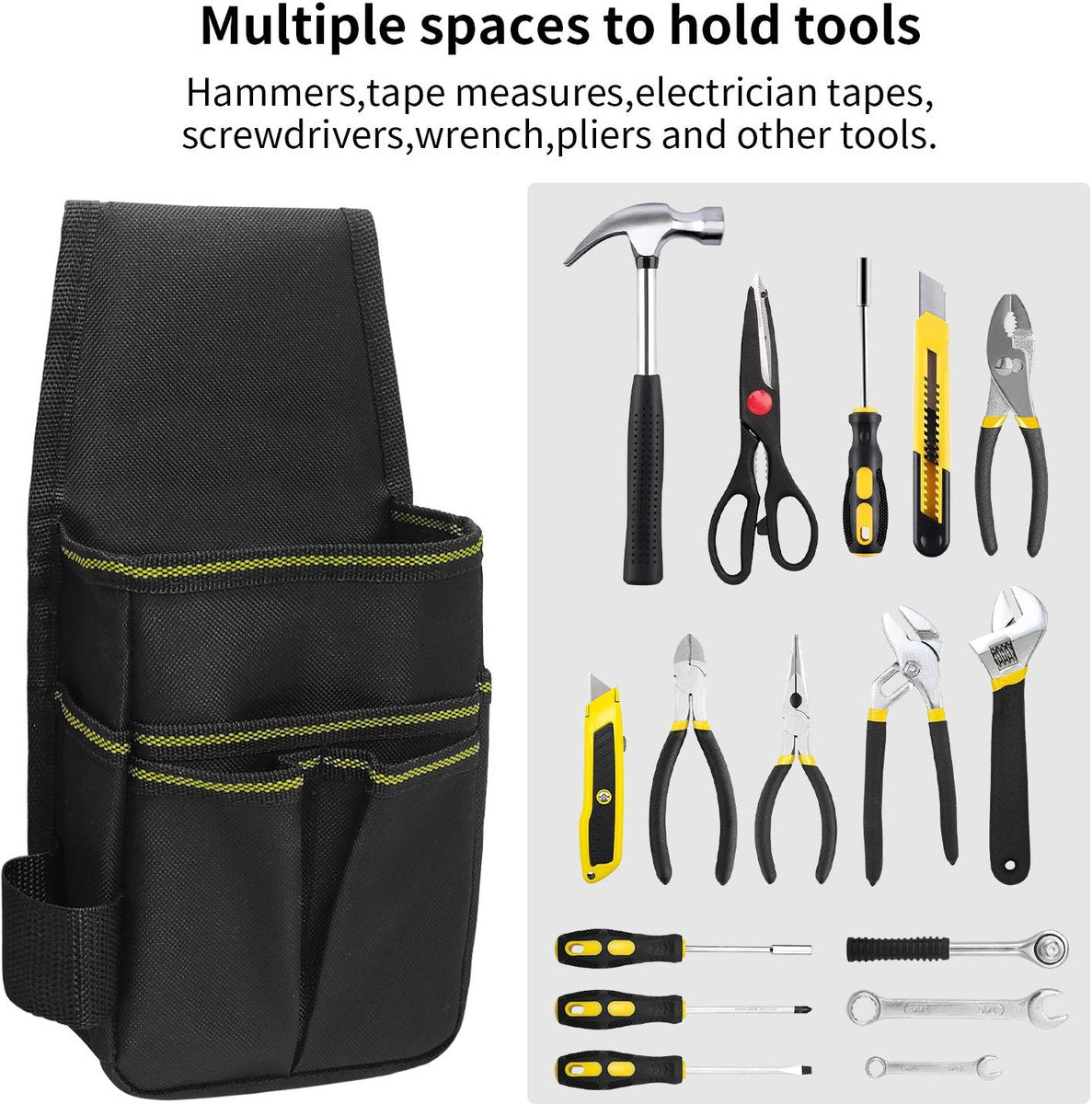 Tool Bag - Hardware Tool Bag - Hardware Storage Bag - Waist Bag - Small Oxford Canvas Tool Bag - with Adjustable Nylon Waist Strap, Suitable for Electricians, Carpenters, and Repair Technicians.