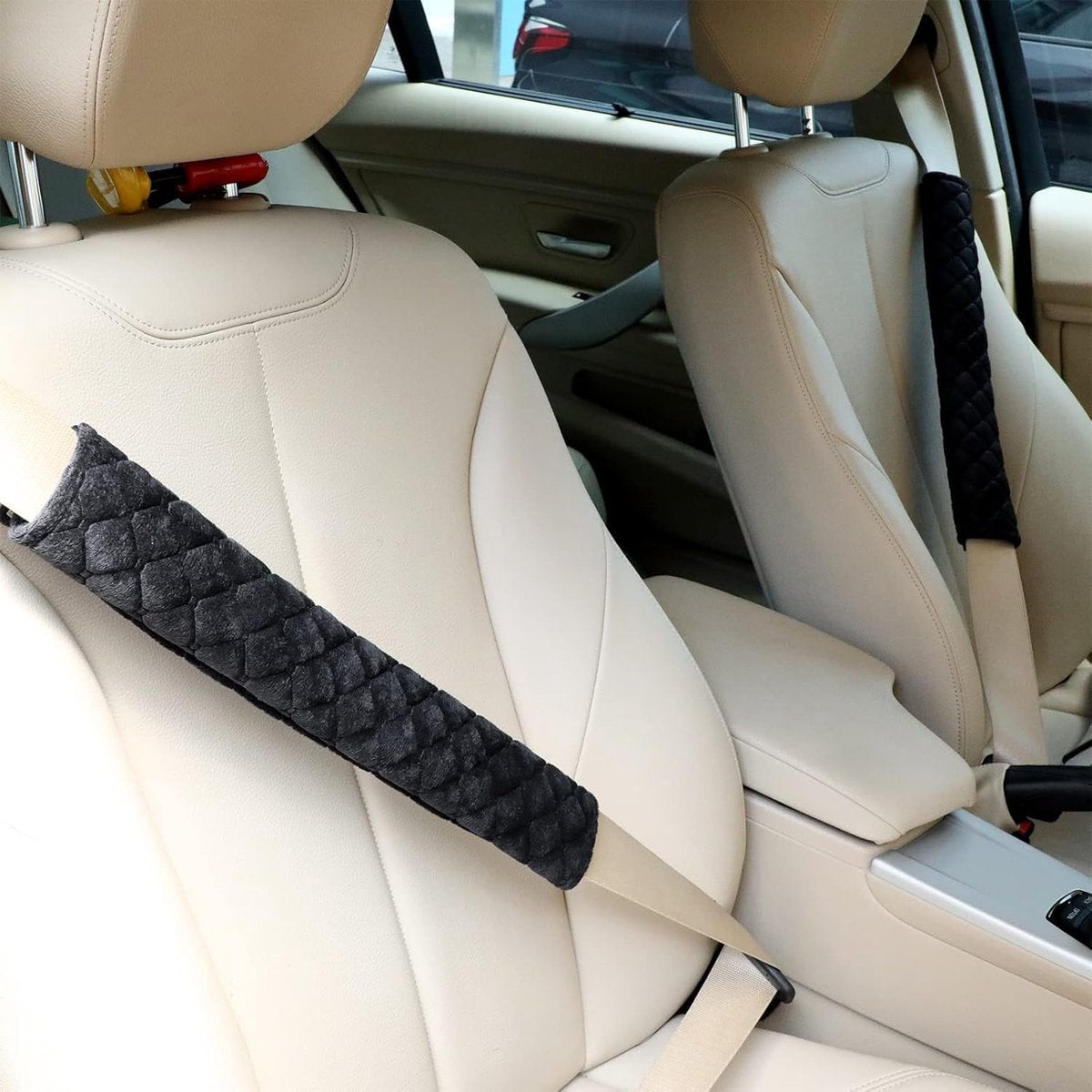 2 Extended Seat Belt Covers - Belt Pads - Comfort - Shoulder Covers - Black Seat Belt Covers - Seat Belt Covers - Car, Truck & SUV Accessories (20 inch)