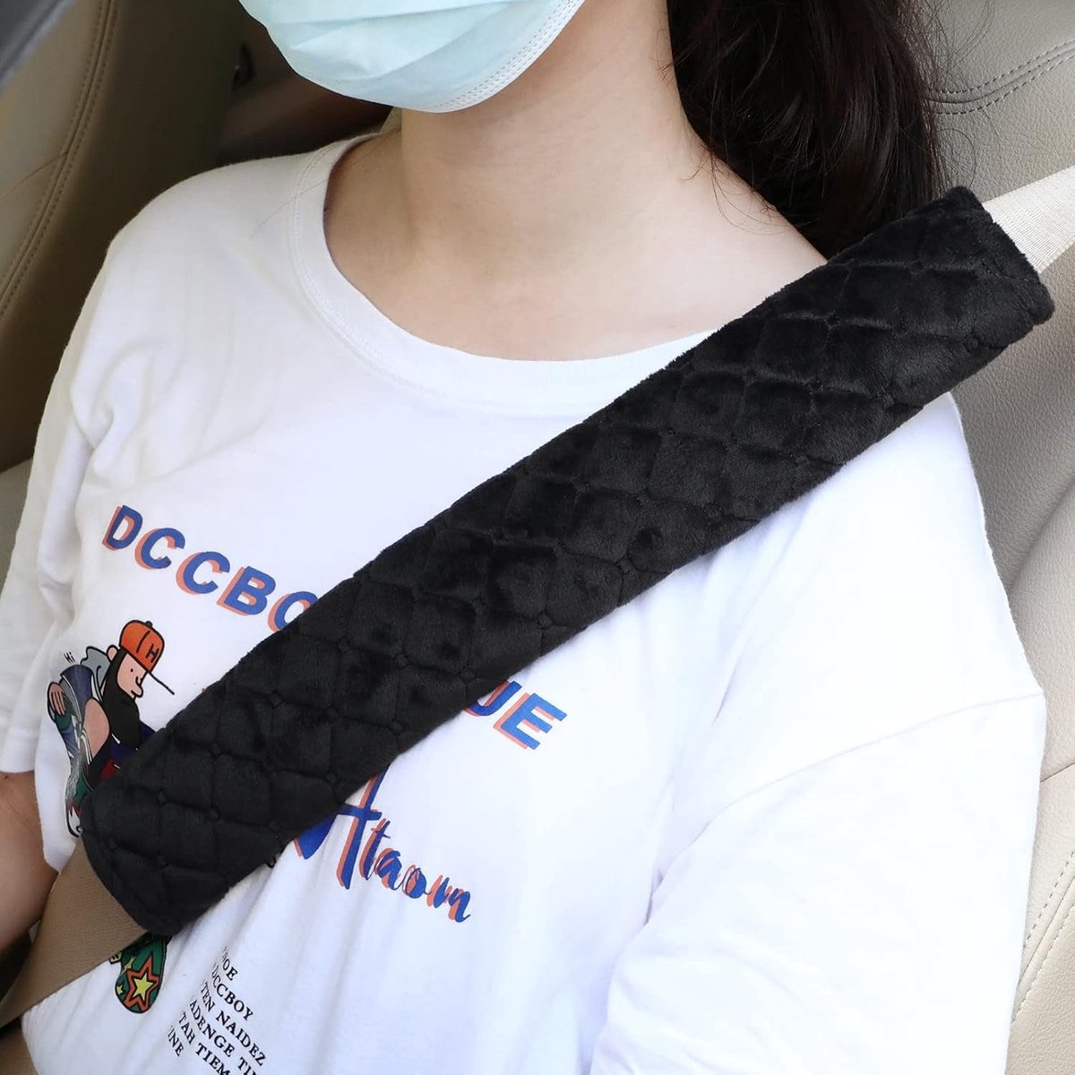 2 Extended Seat Belt Covers - Belt Pads - Comfort - Shoulder Covers - Black Seat Belt Covers - Seat Belt Covers - Car, Truck & SUV Accessories (20 inch)
