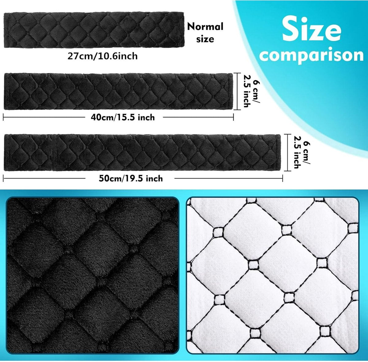 2 Extended Seat Belt Covers - Belt Pads - Comfort - Shoulder Covers - Black Seat Belt Covers - Seat Belt Covers - Car, Truck & SUV Accessories (20 inch)