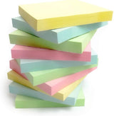 Colorful Sticky Notes - Self-Adhesive Notepads - Student Notebooks - Tear-Off - 4 Packs, 100 Sheets - Top-Down View