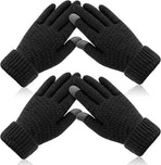 Winter Gloves - Two-pack - Men's Gloves - Warm and Soft - Winter Gloves with Touchscreen - Elastic Cuffs - Knitted Gloves - Suitable for Cold Weather (Black)