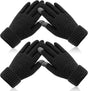 Winter Gloves - Two-pack - Men's Gloves - Warm and Soft - Winter Gloves with Touchscreen - Elastic Cuffs - Knitted Gloves - Suitable for Cold Weather (Black)