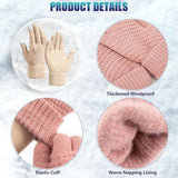 Winter Gloves - Two-pack - Men's Gloves - Warm and Soft - Winter Gloves with Touchscreen - Elastic Cuffs - Knitted Gloves - Suitable for Cold Weather (Black) - Front View