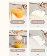 Mixing Cup - Blender - Kitchen Tool - Whisk - Hand Press - Transparent Housing - Portable - Suitable for mixing batter, smoothies, cream, butter, etc. - Side View