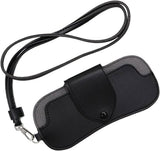 Portable Sunglasses Case - Glasses Case with Neck Strap - Dimensions: 16.5 x 7.4 x 0.9 cm - Compact and Durable Design - Perfect for Hiking, Camping and Traveling - Black