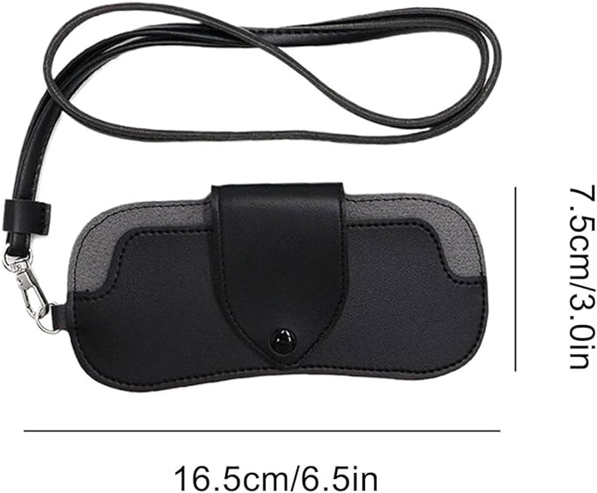 Portable Sunglasses Case - Glasses Case with Neck Strap - Dimensions: 16.5 x 7.4 x 0.9 cm - Compact and Durable Design - Perfect for Hiking, Camping and Traveling - Black