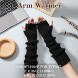 Black Wristbands - Long Knitted Wristbands - Fingerless Gloves - Long Knitted Sleeves for Women - Long Fingerless Sleeves - (Black) - 45-Degree Angle