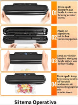 Vacuum Packaging Machine - Household Vacuum Packaging Machine - One-Button Vacuum Packaging Machine for Dry and Wet Food Storage - Includes 50 Vacuum Bags - Compact Vacuum Packaging Machine (Black) - Rear View