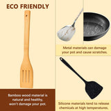 cookware set - 6-piece bamboo spatula and spoon set - Suitable for cooking - Wooden cookware - Side View