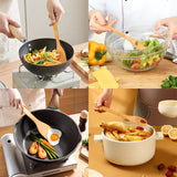 cookware set - 6-piece bamboo spatula and spoon set - Suitable for cooking - Wooden cookware - 45-Degree Angle