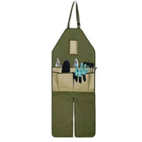 One-Piece Garden Apron - Men's Apron - Harvest Apron with Pockets - Waterproof - Adjustable, Knee-Reinforced - Suitable for Mowing and Grass Trimming (Green + Khaki)