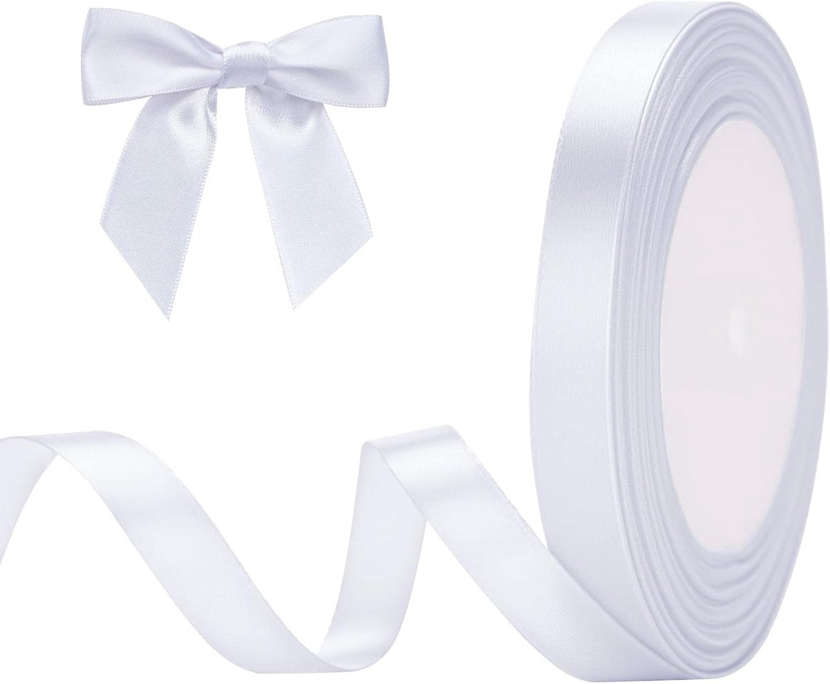 Gift Wrap Ribbon - 22mm Off-White Satin Ribbon - 10mm Wide - Suitable for Gift Wrapping, Valentine's Day Decorations, Heavy Fabrics - Handmade and Wedding Decorations - Gift Wrapping