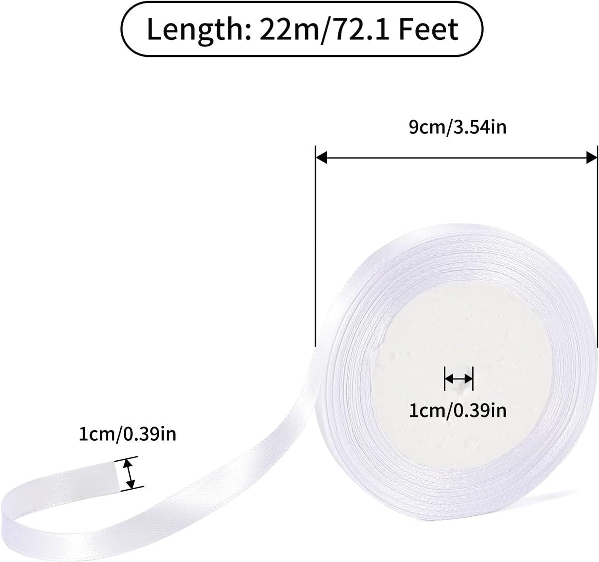 Gift Wrap Ribbon - 22mm Off-White Satin Ribbon - 10mm Wide - Suitable for Gift Wrapping, Valentine's Day Decorations, Heavy Fabrics - Handmade and Wedding Decorations - Gift Wrapping