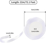 Gift Wrap Ribbon - 22mm Off-White Satin Ribbon - 10mm Wide - Suitable for Gift Wrapping, Valentine's Day Decorations, Heavy Fabrics - Handmade and Wedding Decorations - Gift Wrapping - Rear View