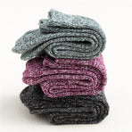 5 Pairs of Socks - Autumn/Winter - Extra Long and Plus Size Double Needle Stitch - Cable Knit - Thick - Warm - Women's Socks Up to the Calf