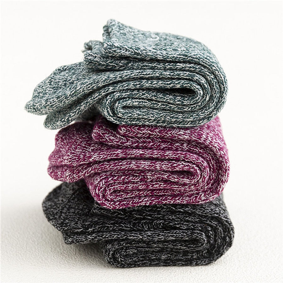 5 Pairs of Socks - Autumn/Winter - Extra Long and Plus Size Double Needle Stitch - Cable Knit - Thick - Warm - Women's Socks Up to the Calf