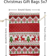 Christmas linen gift bags - 24 pieces - 13x18cm - Christmas decoration for indoors - Reusable - Christmas candy bags with drawstring - Suitable for gift bags for children's parties during the Christmas holidays - Close-Up Angle