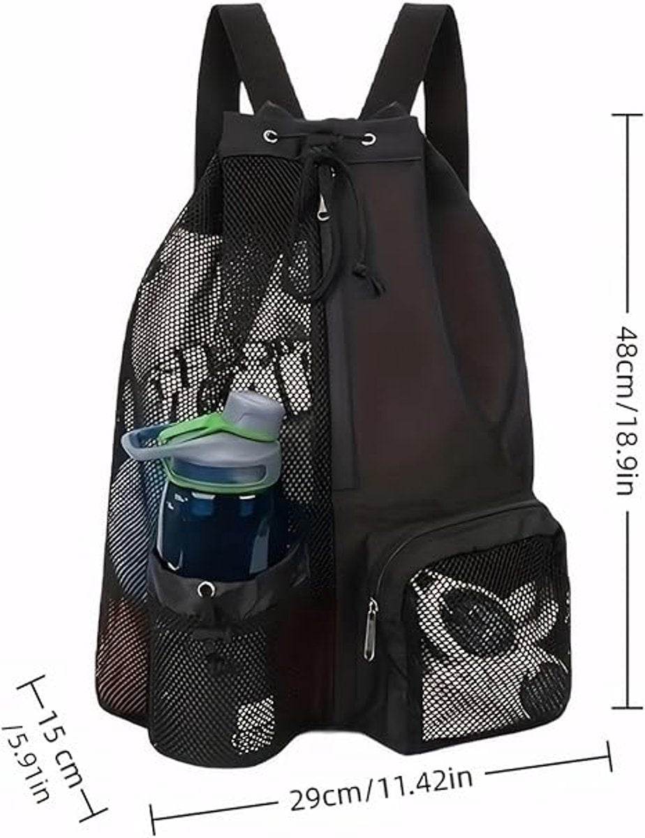 Backpack - Sports Bag - Travel Bag - Training Bag - Swimming Bag - 30*15*45cm - Mesh Material - Drawstring Design - Side Storage Space - Unisex - Suitable for Fitness, Swimming, Travel, Dancing, Camping（Pink）
