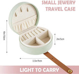 Small portable leather jewelry box - travel box - for necklaces, rings and earrings - green - Side View