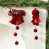 Christmas Bells - Decorative Pendant - Christmas Bells with Flock Print - Christmas Tree Decoration Display - Hanging Ornaments - 2 Pieces