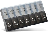 Storage Box - Vitamin Box Medicine Dispenser - Twice Daily (Black & White)