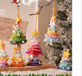 Christmas Decorations - Crochet Christmas Tree Bell Decorations - Small Christmas Decorations - Car Decorations - Style D - Top-Down View