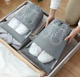 Shoe Bags - 5 Pieces - Shoe Bag - Travel and Storage Bag - Water-Repellent - Travel Organizer - Gray (36*26.5 cm) - Rear View