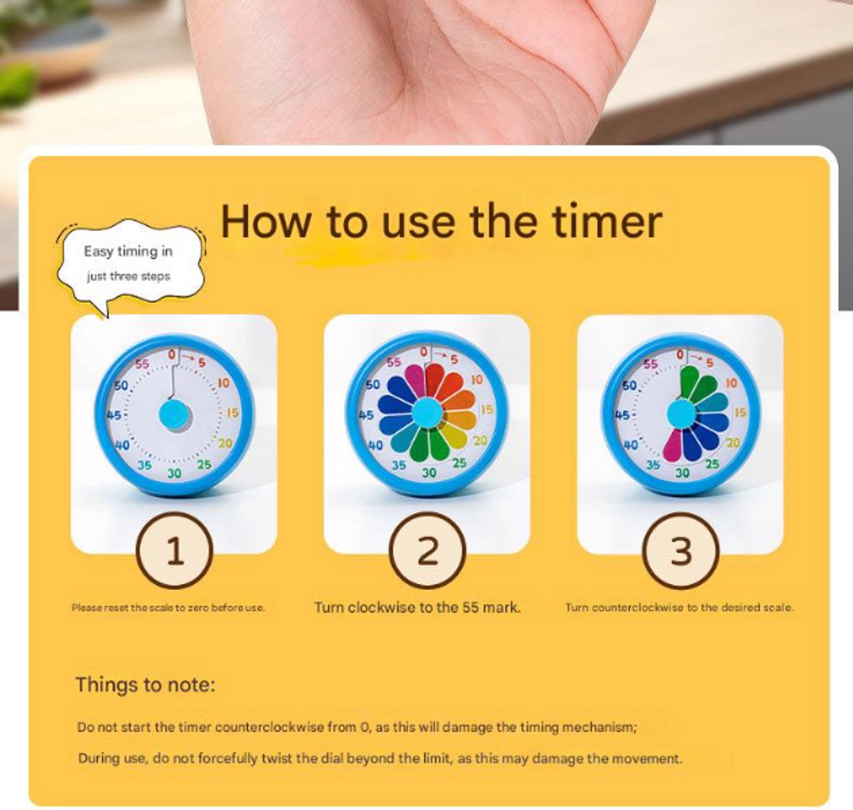 Kitchen Timer - Kitchen Timer - Timer - Digital Kitchen Timer - Child-Friendly Visual Mechanical Timer - Magnetic Sticker Timer - Rainbow Pattern