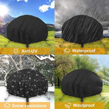 Round grill cover - waterproof, windproof, UV-resistant - Oxford cloth fire pit cover - 122x46cm - Front View