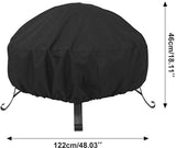 Round grill cover - waterproof, windproof, UV-resistant - Oxford cloth fire pit cover - 122x46cm - Side View