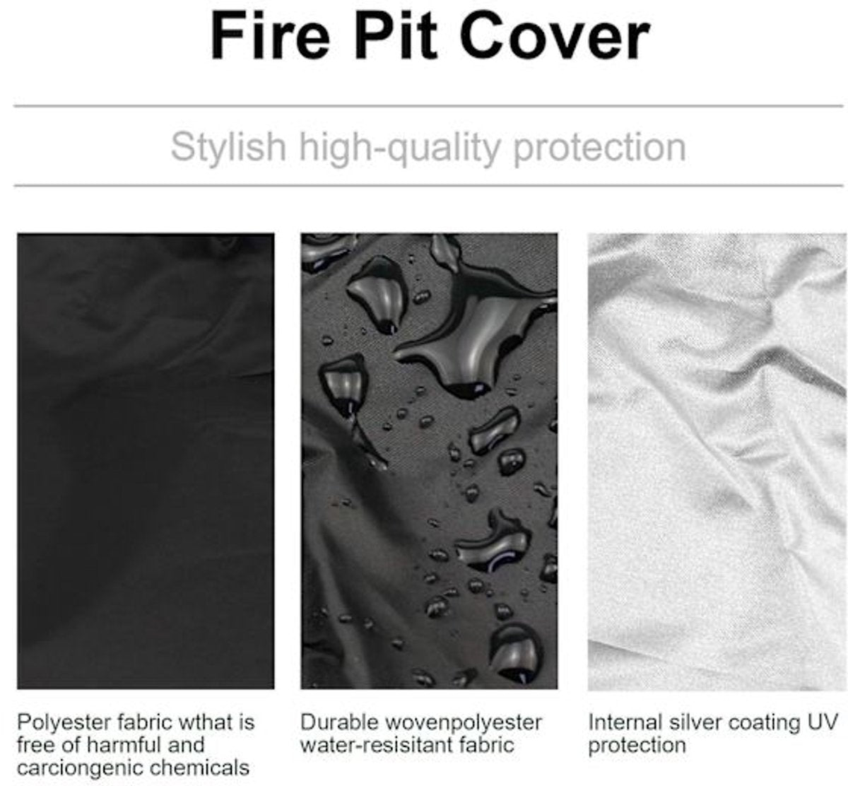Round grill cover - waterproof, windproof, UV-resistant - Oxford cloth fire pit cover - 122x46cm