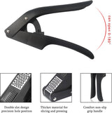 2-in-1 Garlic Press - Stainless Steel Garlic Press - Kitchen Garlic Press - Ginger Press - Non-slip - Easy to Clean (Black) - 45-Degree Angle